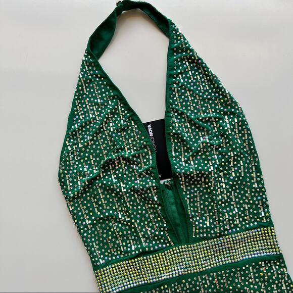 Fashion Nova Ready For A Party Rhinestone Mini Dress Set in Green - Picture 3 of 16